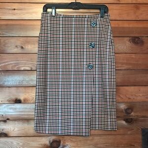 Ann Taylor Factory Midi Plaid Pencil Skirt Size 0